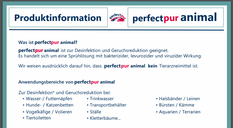 Produktinformation perfectpur animal