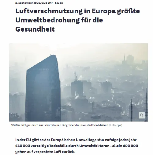 Studie: Luftverschmutzung in Europa größte Umweltbedrohung für die Gesundheit